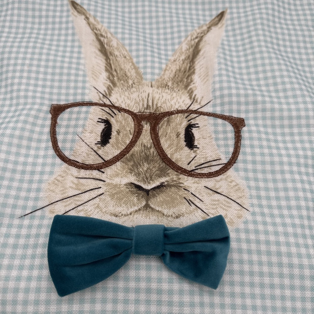 Hip Hop Easter Table runner 70 X 16 Rabbits With Bow Ties Gingham‎ - Picture 2 of 10